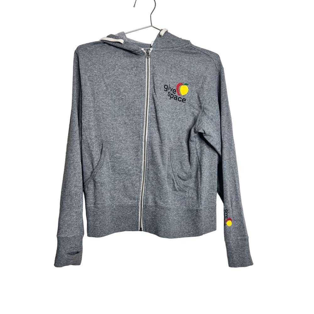 Independent Sweater Womens XS Gray Give Space Full Zip Front Hoodie Sweatshirt